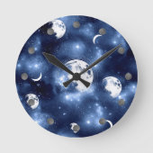 Moonlight Glow Moon Phasen in Sky Clouds Runde Wanduhr (Vorderseite)