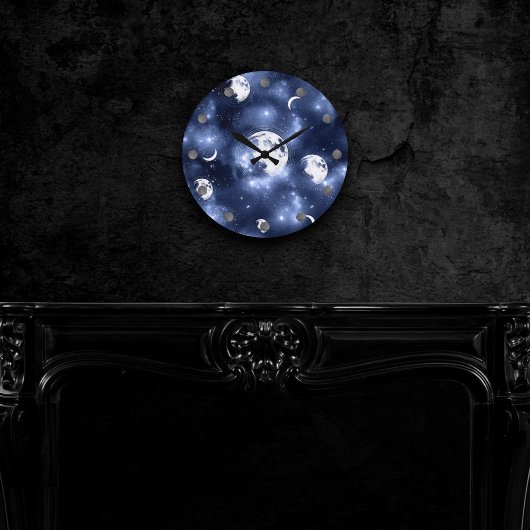 Moonlight Glow Moon Phasen in Sky Clouds Runde Wanduhr