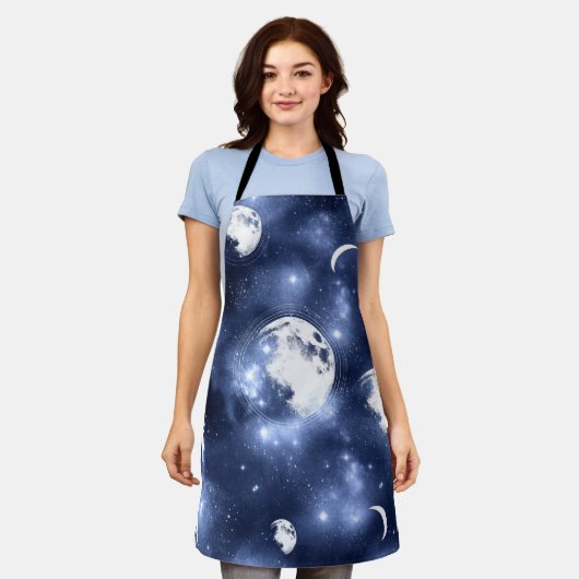 Moonlight Glow Moon Phasen in Sky Clouds Schürze (Getragen)