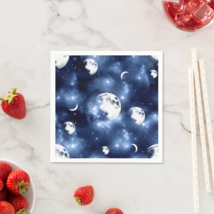 Moonlight Glow Moon Phasen in Sky Clouds Serviette