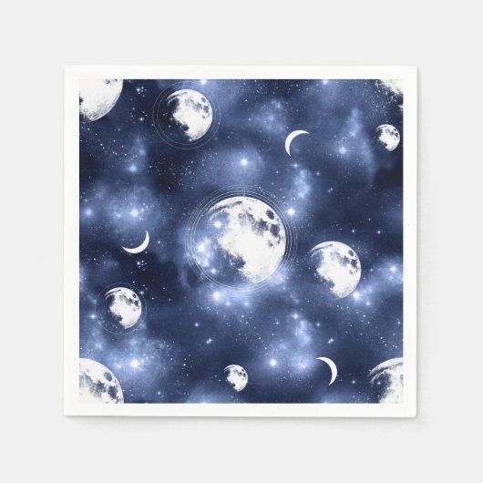Moonlight Glow Moon Phasen in Sky Clouds Serviette (Vorderseite)