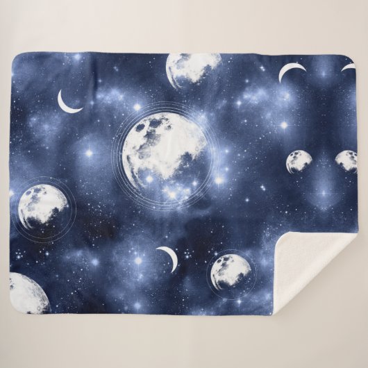 Moonlight Glow Moon Phasen in Sky Clouds Sherpadecke (Vorderseite (Horizontal))
