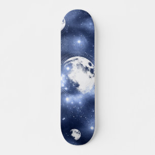Moonlight Glow Moon Phasen in Sky Clouds Skateboard