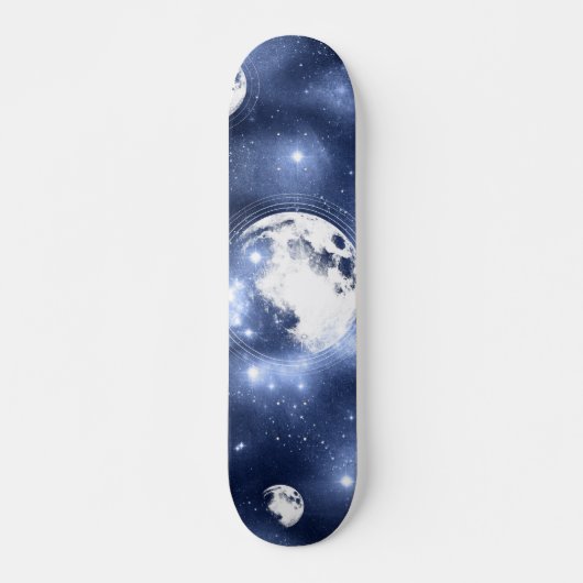 Moonlight Glow Moon Phasen in Sky Clouds Skateboard (Vorne)