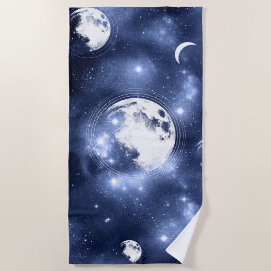 Moonlight Glow Moon Phasen in Sky Clouds Strandtuch (Vorderseite)