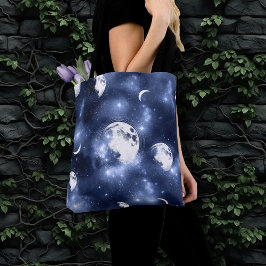Moonlight Glow Moon Phasen in Sky Clouds Tasche
