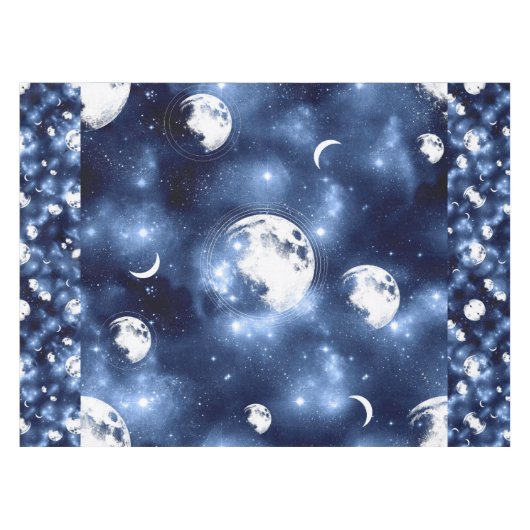 Moonlight Glow Moon Phasen in Sky Clouds Tischdecke (Vorderseite (Horizontal))