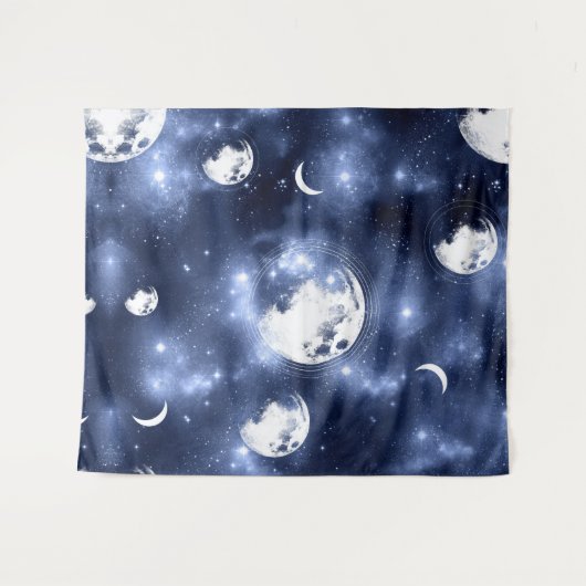 Moonlight Glow Moon Phasen in Sky Clouds Wandteppich (Vorderseite (Horizontal))