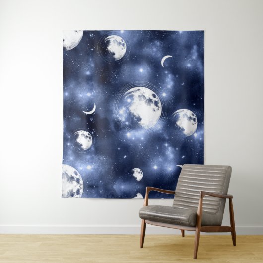 Moonlight Glow Moon Phasen in Sky Clouds Wandteppich (Beispiel)