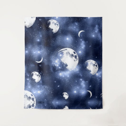 Moonlight Glow Moon Phasen in Sky Clouds Wandteppich (Vorderseite)