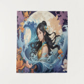 Moonlight Goddess – Ethereal Ocean Fantasy Art Pri Wandteppich (Vorderseite)