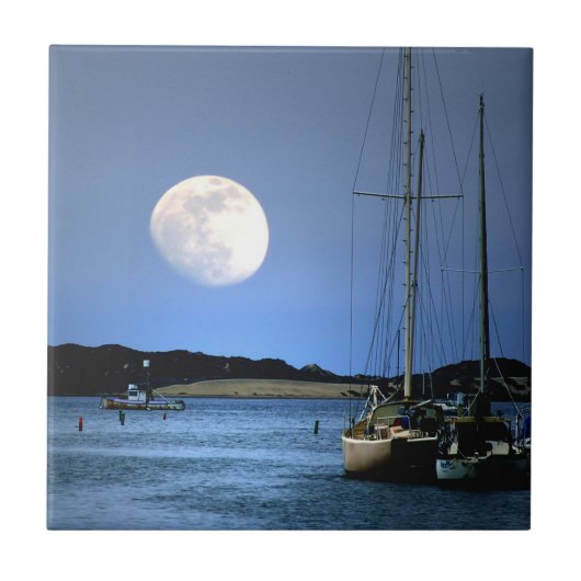 Moonlight Harbour Art Tile Fliese (Vorderseite)