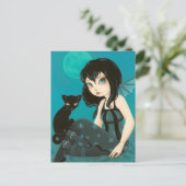 Moonlight Hijinks - Fairy Black cat Postkarte (Stehend Vorderseite)