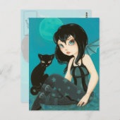 Moonlight Hijinks - Fairy Black cat Postkarte (Vorne/Hinten)