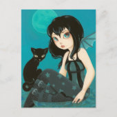 Moonlight Hijinks - Fairy Black cat Postkarte (Vorderseite)