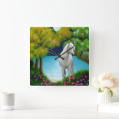 Moonlight Horse Wall Clock Quadratische Wanduhr (Zuhause)
