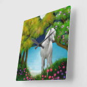 Moonlight Horse Wall Clock Quadratische Wanduhr (Winkel)