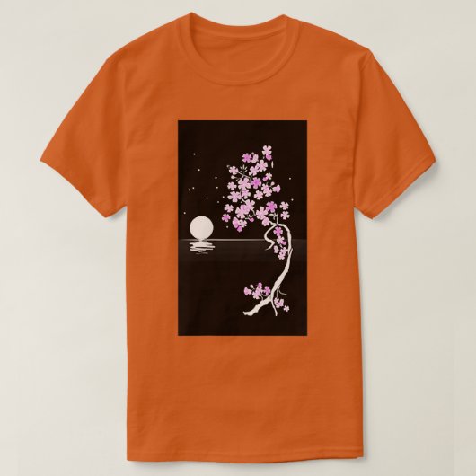 Moonlight Japanese Sakura Cherry Blossom T-Shirt (Design vorne)