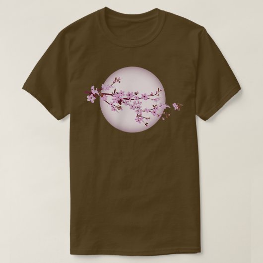 Moonlight Japanisch Sakura Cherry Blossom T-Shirt (Design vorne)