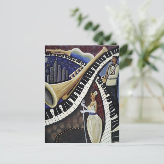 Moonlight Jazz Postcard Postkarte (Stehend Vorderseite)