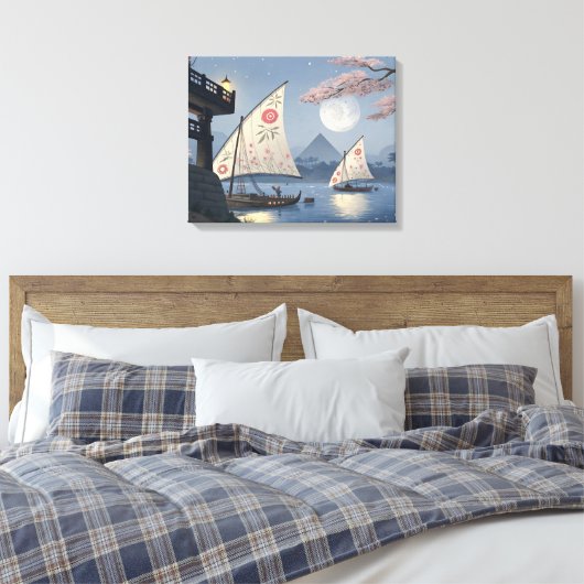 Moonlight Journey: Blumensegel Leinwanddruck (Insitu (Schlafzimmer))