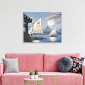Moonlight Journey: Blumensegel Leinwanddruck (Insitu (Wohnzimmer))