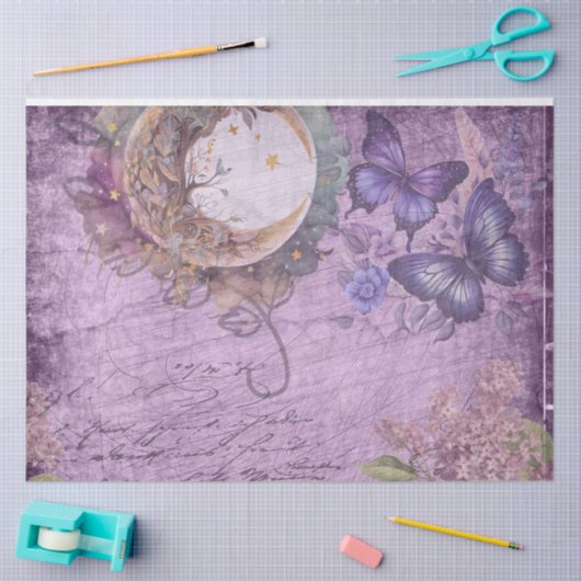 Moonlight Lila Moth Butterfets Lilac Blume Seidenpapier (Basteln)