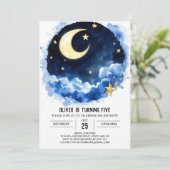 Moonlight Magic Kids Space Geburtstag Einladung (Stehend Vorderseite)