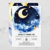 Moonlight Magic Kids Space Geburtstag Einladung (Vorne/Hinten)