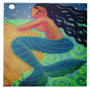 Moonlight Mermaid Abstrakt Art Art Fliese