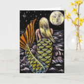 Moonlight Mermaid Greeting CArd Karte (Gelbe Blume)