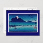 Moonlight Night Hiroshige Japanische Kunst Postkarte (Vorne/Hinten)