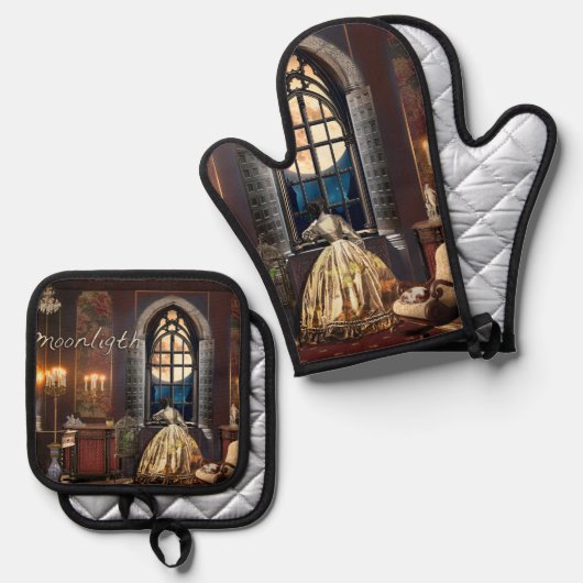 Moonlight Ofenhandschuh & Topflappen-Set (Vorderseite/Rückseite)