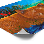 Moonlight Orange Tabby Cat Art Poster (Ecke)