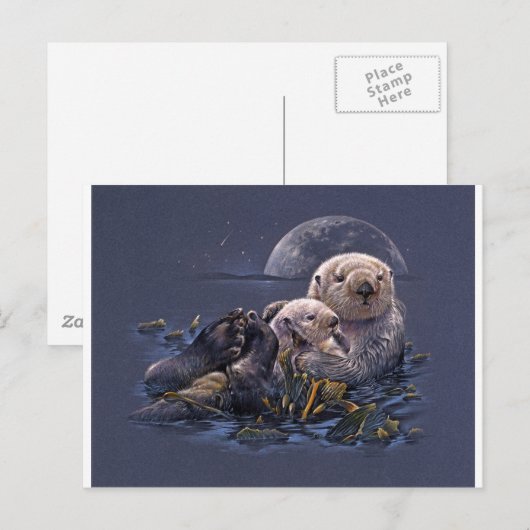 Moonlight Otters Postkarte (Vorne/Hinten)