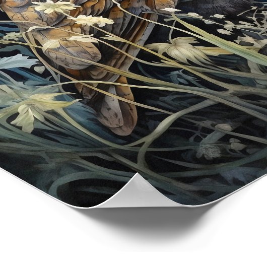 Moonlight Owl Art Print Poster (Ecke)