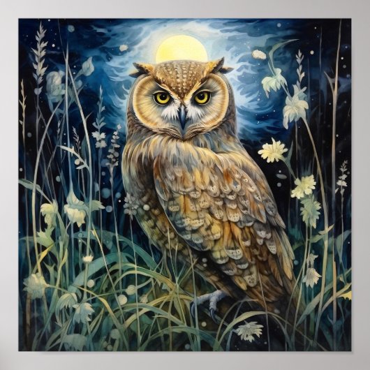 Moonlight Owl Art Print Poster (Vorne)