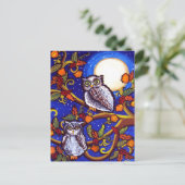 Moonlight Owls Postkarte (Stehend Vorderseite)