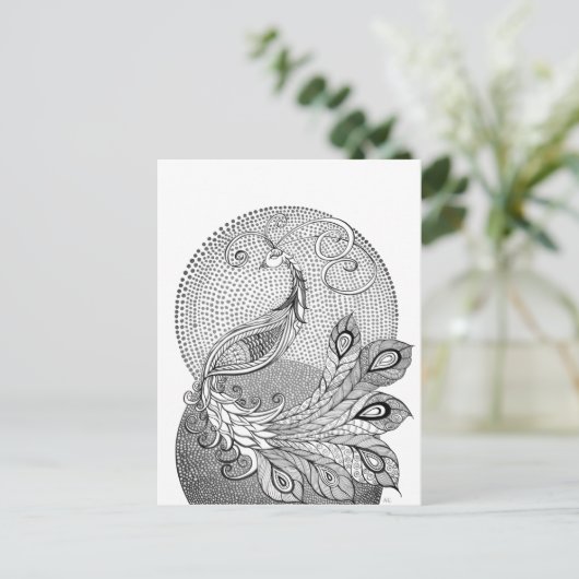 Moonlight Peacock Postkarte (Stehend Vorderseite)