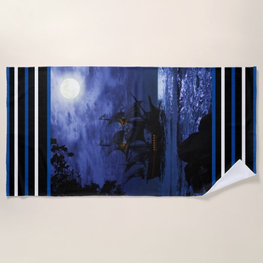 Moonlight Pirates Ship Beach Handtuch (Vorderseite)