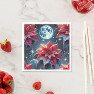 Moonlight Poinsettia Blumenmuster Decoupage Serviette