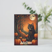 Moonlight Pumpkin Patch Personalisiert Halloween Postkarte (Stehend Vorderseite)