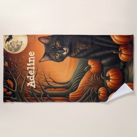 Moonlight Pumpkin Patch Personalisiert Halloween Strandtuch (Vorderseite)
