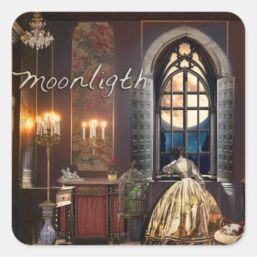 Moonlight Quadratischer Aufkleber (Vorderseite)