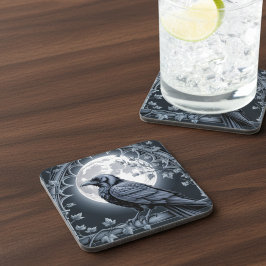 Moonlight Raven Goth Drink Coaster Getränkeuntersetzer
