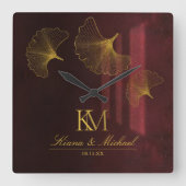 Moonlight Romance Burgundy ID881 Quadratische Wanduhr (Vorderseite)