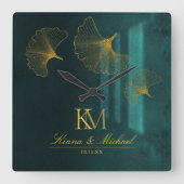 Moonlight Romance Emerald Green ID881 Quadratische Wanduhr (Vorderseite)