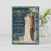 Moonlight Romance Hochzeit Einladungen - Brünett (Stehend Vorderseite)