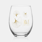 Moonlight Romance Initials Gold ID881 Weinglas Ohne Stiel (Vorderseite)