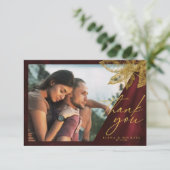 Moonlight Romance Wedding Burgundy ID881 Dankeskarte (Stehend Vorderseite)